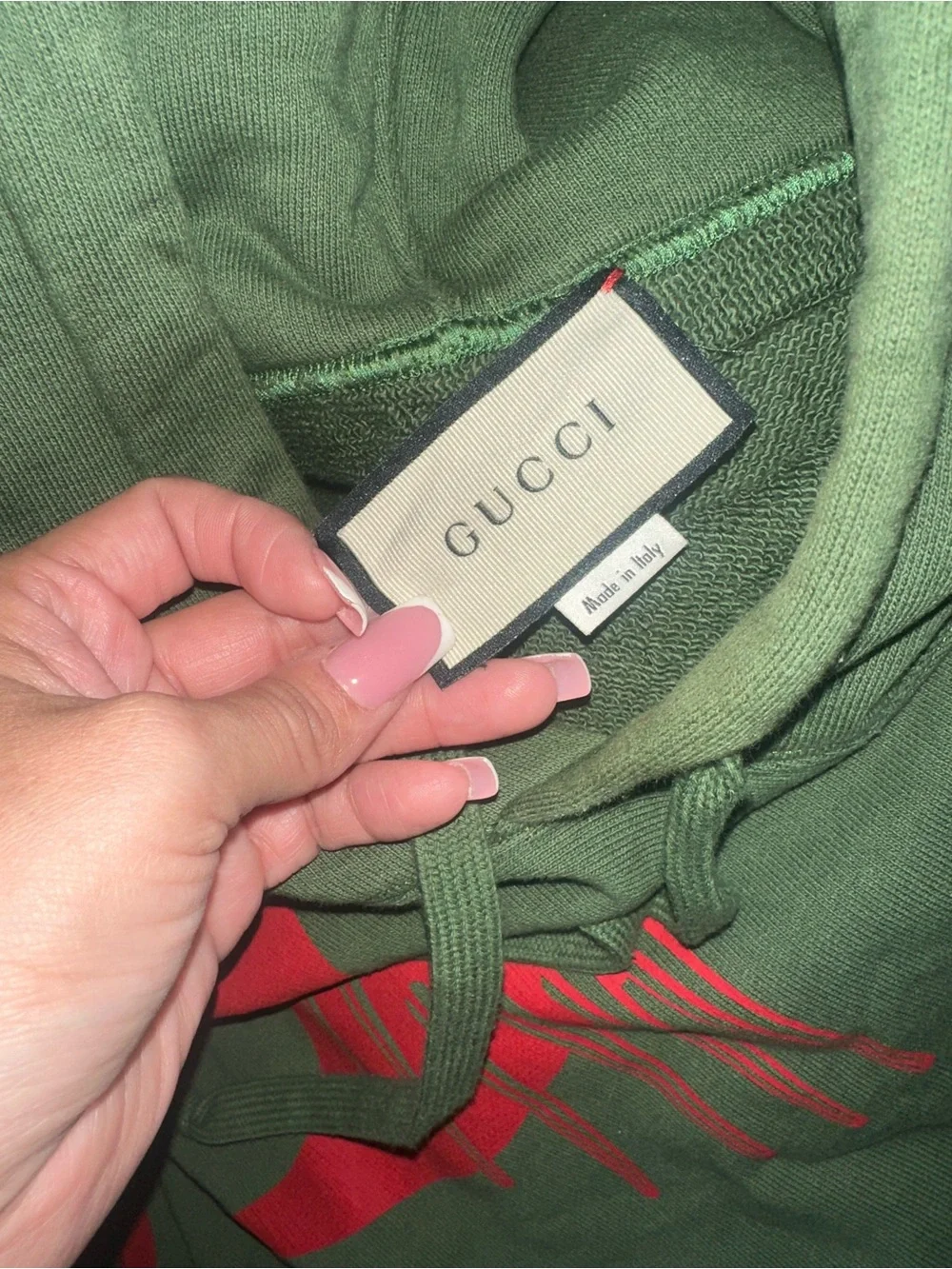 Gucci Green Pullover with Red Cat-Mask Graphic